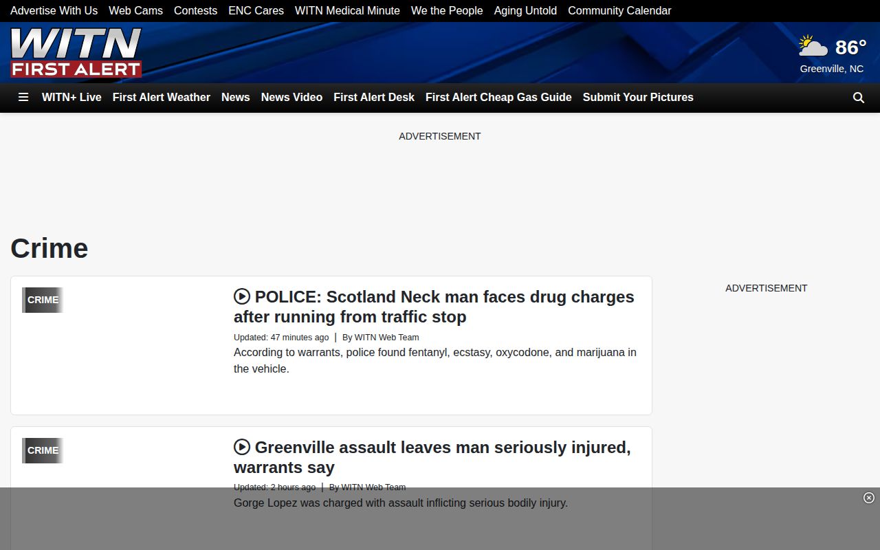 WITN regional crime news coverage for Bertie County